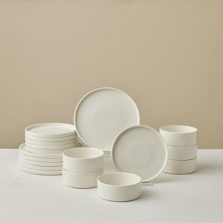 Karaca Geschirr-Set Salvare Diamond Bone China Geschirrset 18-tlg. für 6 Personen, weiß