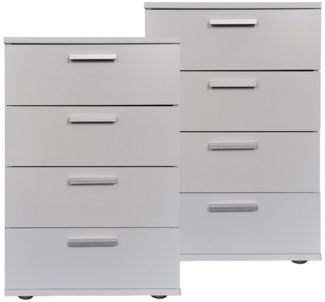 HTI-Living Nachtschrank Nachtkommode 4 Schubladen Nina Weiß 2er-Set (Set, 2-St, 2 Nachtschränke) Nachtschrank Nachttisch