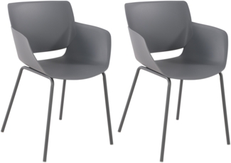 CLP 2er Set Gartenstuhl Alpena Stapelstühle wetterfest und UV-beständig,dunkelgrau