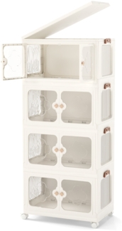 Aufbewahrungsbox mit Deckel & Rollen & transparenten Türen Faltbare Stapelboxen Ordnungsboxen 212 L