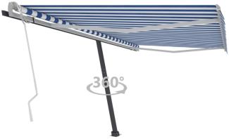 vidaXL Standmarkise Einziehbar Handbetrieben 450x350 cm Blau/Weiß 3069836