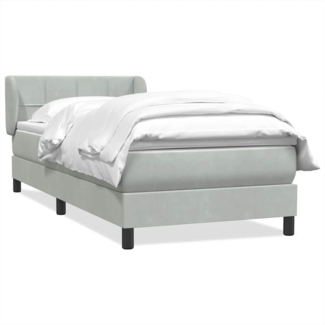 vidaXL Boxspringbett mit Matratze Hellgrau 80x220 cm Samt 3317547