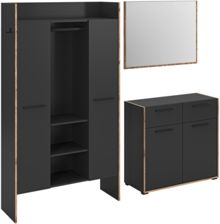 Garderobenkombination (B/H/T: 215x189x37 cm) in Basalt Melamin und Basalt Melamin