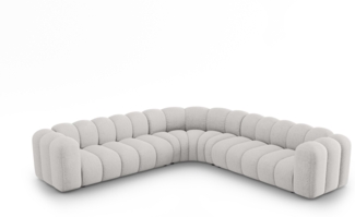 Micadoni symmetrisches Ecksofa Lupine 5-Sitzer Chenille Haga Hellgrau