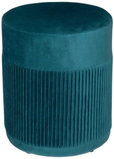 Atmosphera - Sitzhocker Nofy - Samt - blaugrün H. 38 cm - Blaugrün