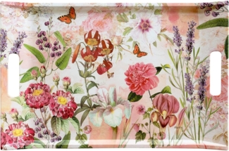 Lashuma Tablett Wildblumen, Melamin, (1-tlg), rosa Teetablett 38x27 cm zum Anrichten