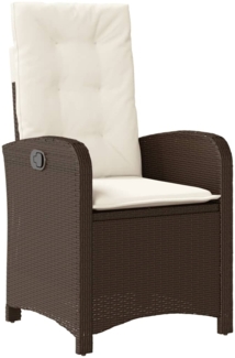 vidaXL Gartensessel Verstellbar mit Kissen Braun Poly Rattan 365162