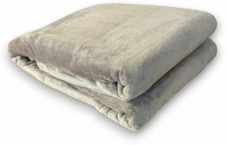 Wohndecke XXL » große Kuscheldecke 180x220 cm » warme Flanell Tagesdecke » weiche Couchdecke - Taupe