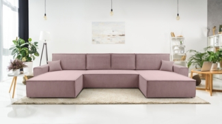 AX LIVING Sofa U Form mit Schlaffunktion – Cedria U 389 cm Lavendel