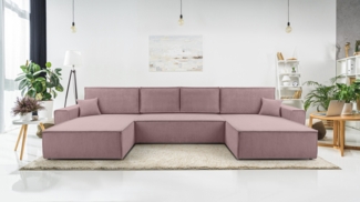 AX LIVING Sofa U Form mit Schlaffunktion – Cedria U 389 cm Lavendel