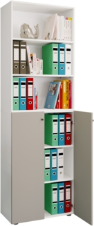 VCM Büroschrank Ulas 919154 Weiß / Grau H. 220 x B. 70 x T. 40cm