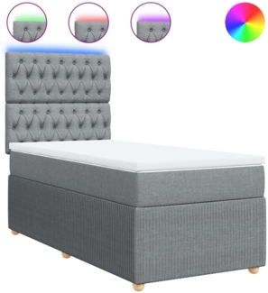 vidaXL Boxspringbett mit Matratze Hellgrau 90x190 cm Stoff 3294218
