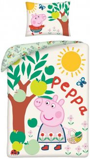 Peppa Pig Bettwäsche Set aus Baumwolle Bettdeckenbezug 140 × 200 cm mit 70 × 90 cm Kissenbezug