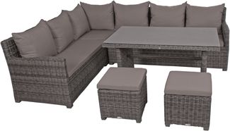 Gartenloungeset VIKTOR - Alu/Kunststoff, Dunkelgrau | Gartenmöbel Set Garten Lounge-Eckgruppe Lounge-Set Pool Loungegarnitur