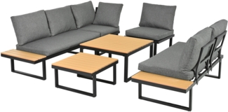 Merax Gartenlounge-Set mit 3 Sofas, Stuhl & 2 Tischen, Grau, 6 Personen