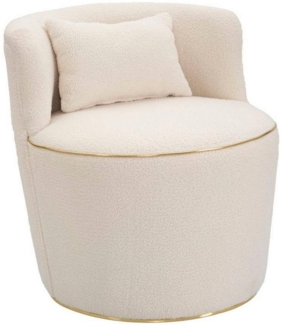 Dmora Sessel Pratesi, Gepolsterter Sitz, Einzelsofa im Wohnzimmer, Stuhl mit Armlehnen, 63x68 h69 cm, Creme und Gold