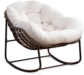 LVHOM Schaukelstuhl mit gepolstertem Kissen, Rattanstuhl mit Stahlrahmen, Lounge Sessel (Großformat B110.5cm x T94.5cm x H80cm,Dicke Kissen,160kg Tragfähigkeit, MEHRE FARBEN MEHRE OPTIONEN! Schaukelsessel umhüllendem Sitzgefühl & hoher Armlehne, 1 St),...
