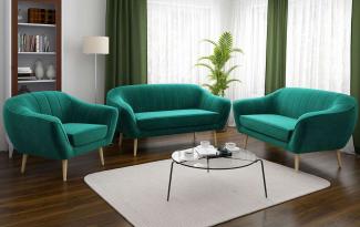 Couchgarnitur - Sofa ELI - 3 2 1 - Dunkelgrün Velours