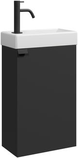Badplaats Gäste-WC Waschtisch Set Apollo 40x22 cm Schwarz Matt - Platzsparende Badmöbel Set mit Waschbecken und Unterschrank