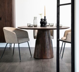 Maison ESTO Esstisch Esstisch rund Ø 130 cm Mango massiv Holz Esszimmertisch, rund