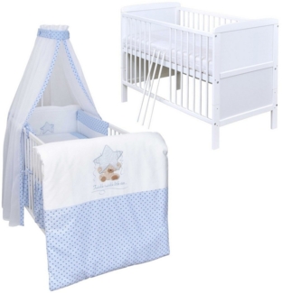 Baby-Delux Komplettbett Babybett Natalie Komplettset Beißschienen, 10-tlg, Kinderbett 70x140 cm weiß, Bettset verschiedene Designs