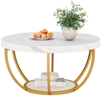 Tribesigns Couchtisch Runde Kaffeetisch Beistelltisch, Industrial 2-Tier-Kreis Couchtisch