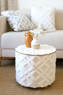 Pouf mit waschbarem Bezug 40x32 cm Textil, Holz, Schaumstoff Ecru 89860292 [en. casa]