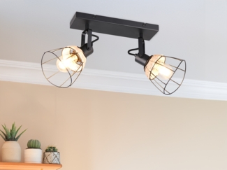 Deckenstrahler JEROME 2-flammig, Gitter & Rattan Schirme, Breite 36cm