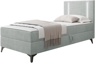 Boxspringbett Ono 1 mit LED-Beleuchtung und Bettkasten (Farbe: Manila 14, Seite: Rechts, Größe: 80 x 200 cm)