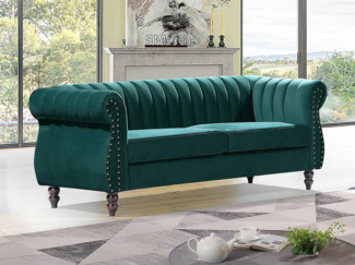 Vente-unique - Chesterfield-Sofa - 3-Sitzer - Samt - Smaragdgrün - TRUMBO
