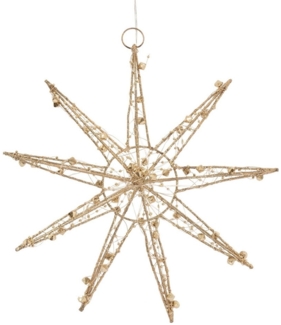 ECD Germany LED Stern Weihnachtsdeko Weihnachtsstern Dekostern für Weihnachten Schneeflocke, Leuchtstern 30cm 30 LEDs inkl. Timer für Innen Warmweiß Fensterdeko