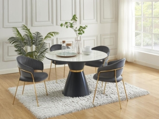 Vente-unique - Stuhl 6er-Set - Samt & goldfarbenes Metall - Grau - MADOLIA von Pascal MORABITO