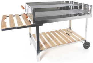 XXL Barbecue-Grillwagen, Holzkohlegrill, Edelstahl, 125 x 94 x 56 cm