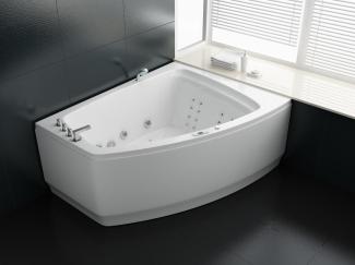 PureHaven Whirlpool 180x140 cm Reinigungsprogramm & Lichttherapie modernes Design Wasserfall 12 Hydrojets Bluetooth-fähiges Soundsystem