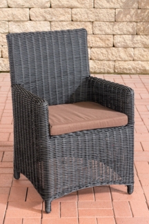 CLP Polyrattan Gartenstuhl Fontana 5mm,schwarz terrabraun