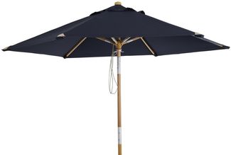 Sonnenschirm Trieste von Brafab aus Buchenholz und Polyester, modern, Blau, Ø 250 cm, neigbar