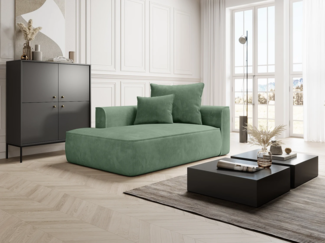 Vente-unique - Recamiere rechtsseitig - Cord - Mandelgrün - PINETA