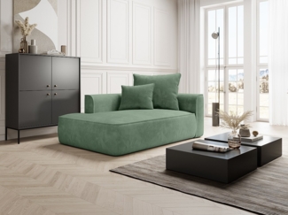 Vente-unique - Recamiere rechtsseitig - Cord - Mandelgrün - PINETA