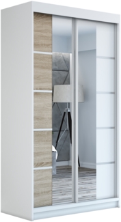 Schwebetürenschrank ERA 2-türig Schrank 120 cm (mit Spiegel) Farbe: Weiß , sonoma