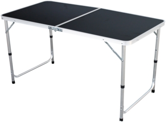 XXL Campingtisch schwarz klappbar Alu 120x60x58/70cm