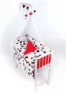 Babybettwäsche für Beistellbett – Minnie Design mit roten Schleifen