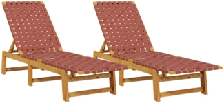 vidaXL Sonnenliegen 2 Stk. Rot Massivholz Akazie und Stoff 3214211