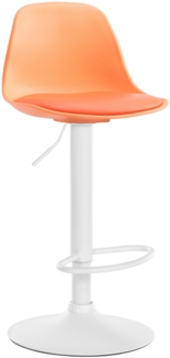 Barhocker LUNOR - Kunststoff Orange 39 x 43 x 82 cm Weiß | Barstuhl Höhenverstellbar Mit Lehne Drehbar Tresenhocker Tresenstuhl Kneipenhocker Kneipenstuhl
