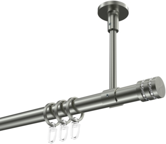 Gardinenstangen-Set Sonette Estana 400 cm (geteilt in 2x200 cm), 1-läufig, 20 mm Ø Edelstahl-Optik