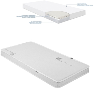 Kikkaboo Babybett Matratze Night Dream 120 x 60 x 10 cm, 3D Schaumschicht grau