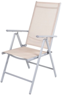 Garten Klappstuhl Gartenstuhl Hochlehner Alu Textilen Silbergrau/Beige