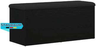 Sitzbank JONA mit Stauraum Schwarz Eichen-Optik 102 x 42 x 45 cm | Aufbewahrungsbank Flurbank Garderobenbank
