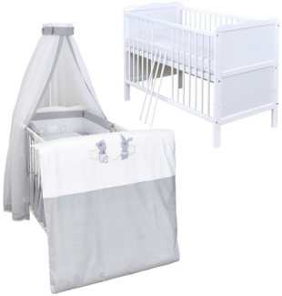 Baby-Delux Komplettbett Babybett Jack Komplettset, 10-tlg, Kinderbett 70x140 cm weiß, Bettset verschiedene Designs