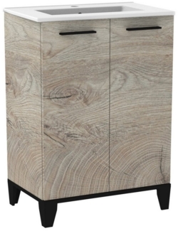 Fackelmann TE-A Badmöbelset 2-teilig 60 cm breit mit Füßen, Braun hell, Keramik