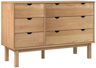 Schubladenschrank, Massivholz Kiefer, 113,5 x 39,5 x 73 cm, Natur